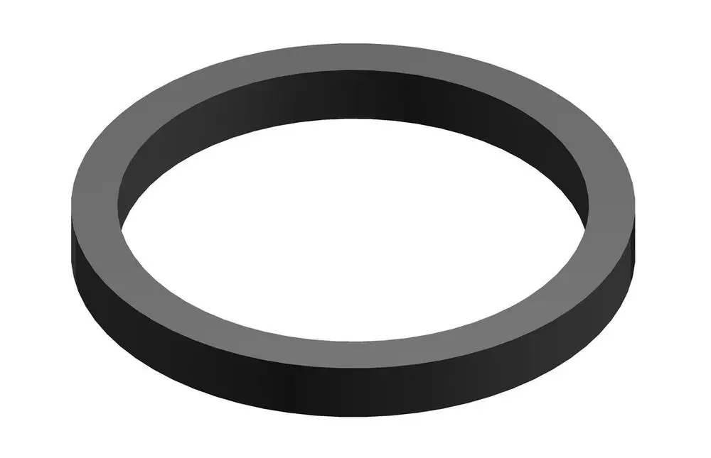 Schwarze Dichtung in Form eines Rings, produziert von Bosch. Die Dichtung hat eine flache, runde Form und könnte in verschiedenen Anwendungen eingesetzt werden.